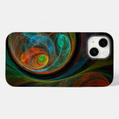 再生ブルー抽象芸術アート Case-Mate iPhoneケース (裏面 (横))