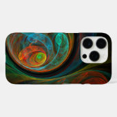再生ブルー抽象芸術アート Case-Mate iPhoneケース (裏面 (横))
