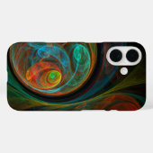 再生ブルー抽象芸術アート Case-Mate iPhoneケース (裏面 (横))