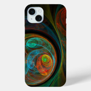 再生ブルー抽象芸術アート iPhone 15 MINIケース