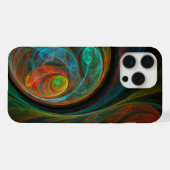 再生ブルー抽象芸術アート iPhoneケース (裏面横)