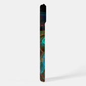 再生ブルー抽象芸術アート iPhoneケース (右側面)