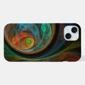 再生ブルー抽象芸術アート iPhoneケース (裏面横)