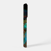 再生ブルー抽象芸術アート iPhoneケース (右側面)