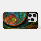 再生ブルー抽象芸術アート iPhoneケース (裏面横)