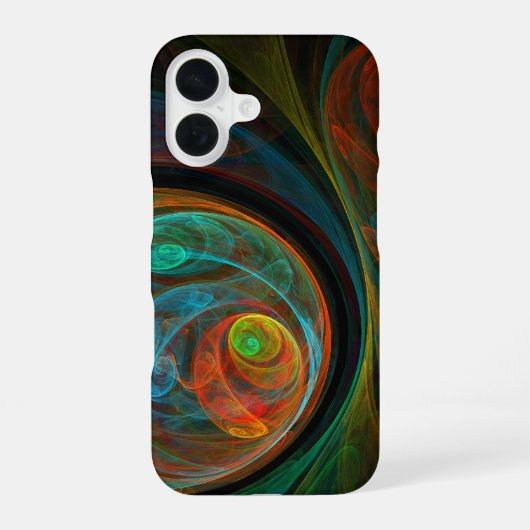 再生ブルー抽象芸術アート iPhone 16ケース (裏面)