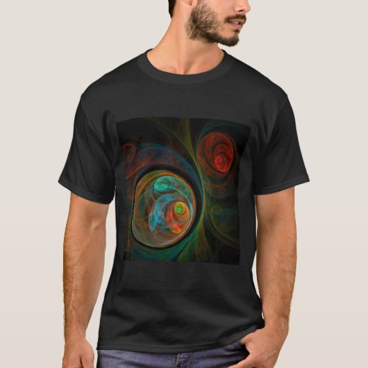 再生ブルー抽象芸術アート Tシャツ (正面)