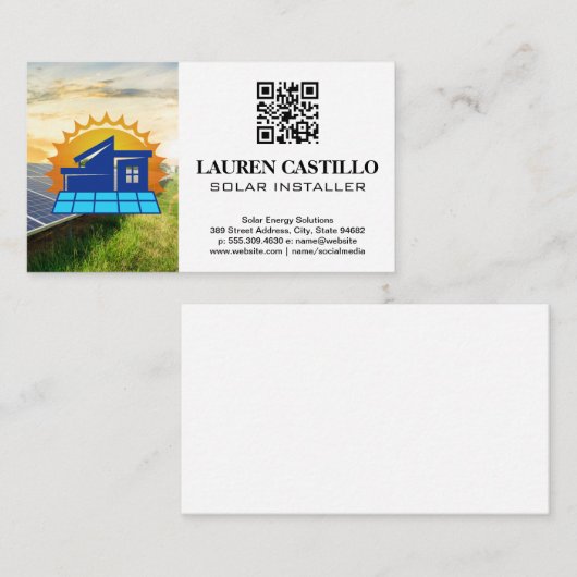 再生可能エネルギーロゴ |パネル太陽のー | QR 名刺