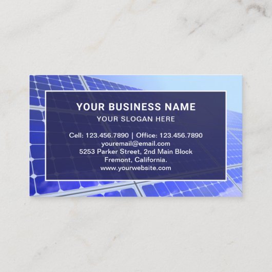 再生可能モダンエネルギー太陽のパネル 名刺 (裏面)