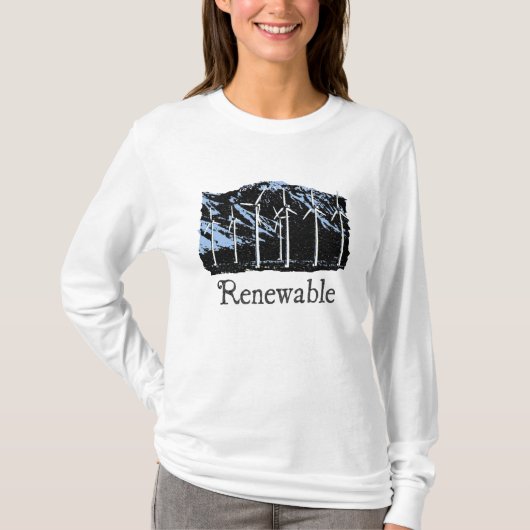 再生可能風力エネルギー レディースパーカー Tシャツ (正面)