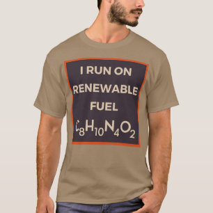 再生可走能な燃料のカフェイン化学式を使用している Tシャツ