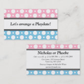 再生日ピンクブルー水玉模様名刺 コーリングカード (正面/裏面)