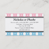 再生日ピンクブルー水玉模様名刺 コーリングカード (裏面)