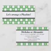 再生日緑色の水玉模様名刺 コーリングカード (正面/裏面)