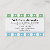 再生用緑青水玉模様名刺 コーリングカード (裏面)