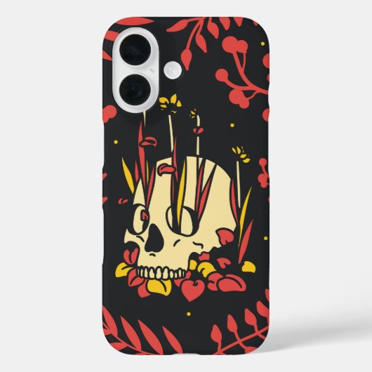 再生開花-スカル&フローラコントラスト Case-Mate iPhoneケース (裏面)