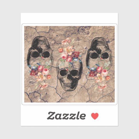 再生 – スカルが粉々から咲く シール (シート)