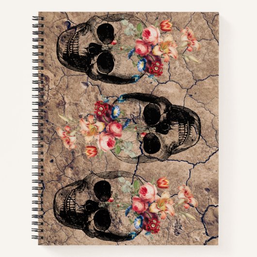 再生 – スカルが粉々から咲く ノートブック (正面)
