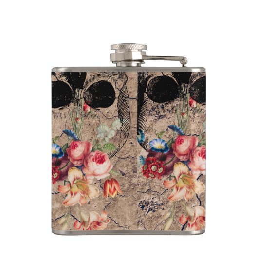 再生 – スカルが粉々から咲く フラスク (裏面)