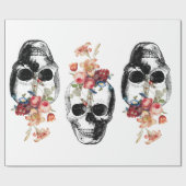 再生 – スカル開花 ラッピングペーパー (フラット)