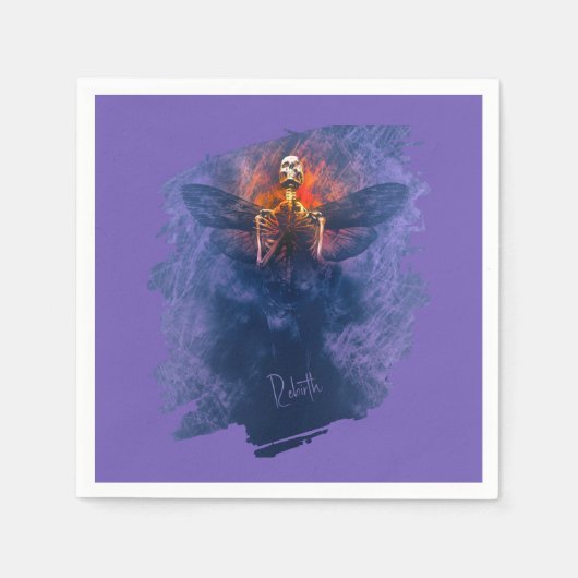 再生。翼が立ち上がるスケルトン スタンダードカクテルナプキン (正面)