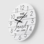 再素朴生ホワイトウッドファームハウスファミリー名 ラージ壁時計 (傾斜)
