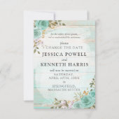 再計画日素朴付カー結婚ドの変更 招待状 (正面)