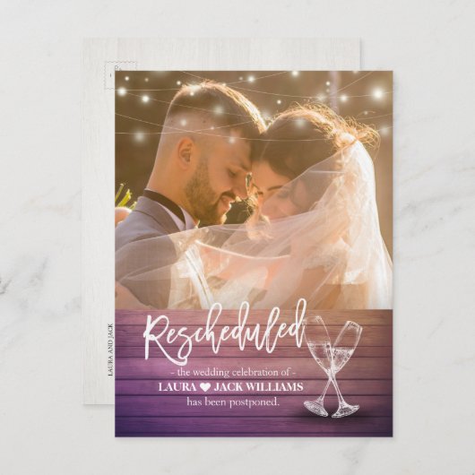 再計画結婚計画延期変更 案内ポストカード (正面/裏面)