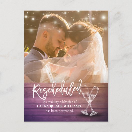 再計画結婚計画延期変更 案内ポストカード (正面)