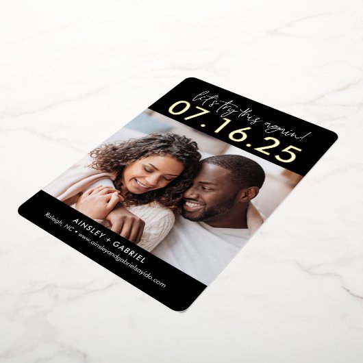 再試行ホイ実在ル日付カードを保存 箔招待状 (回転した状態)