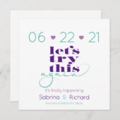 再試行薄紫ナスティール(緑がかった色)日付を保存 招待状 (正面/裏面)