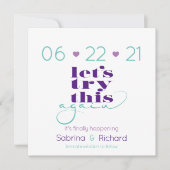 再試行薄紫ナスティール(緑がかった色)日付を保存 招待状 (正面)