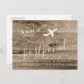 再調整されたビーチ結婚式素朴ウッドボード 案内ポストカード (正面/裏面)