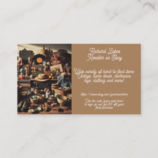 再販業者eBayリフターヴィンテージブラウン 名刺 (正面)
