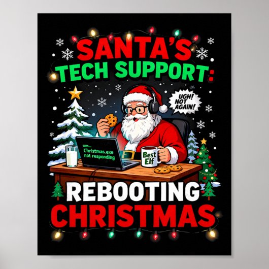 再起動が面白いサンタのテクニカルサポート クリスマスコメ ポスター (正面)