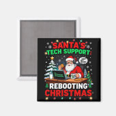 再起動する面白いサンタのテクニカルサポート クリスマスコメ マグネット (正面/裏面)