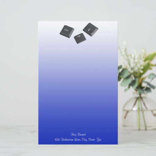 再起動パソコン鍵青グラデーションカスタム 便箋 (スタンド正面)