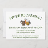 再開だ！バーレストランカスタマイズ可能なグリーン 招待状 (正面)