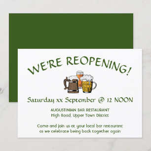 再開だ！バーレストランカスタマイズ可能なグリーン 招待状