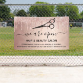 再開毛美しいサロンバラ金ゴールドグリッタードリップ 横断幕 (インサイチュ)