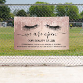 再開美しいサロンバラ金ゴールドグリッター点滅 横断幕 (インサイチュ)