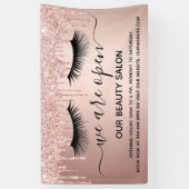 再開美しいサロンバラ金ゴールドグリッター点滅 横断幕 (縦)