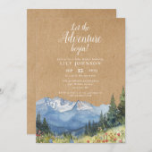 冒険から山の赤ちゃんシャワーを始める 招待状 (正面/裏面)