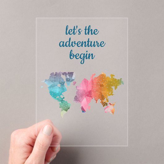 冒険から幾何学世界マップを開始しよう アクリル招待状 (インサイチュ (ポータブル))