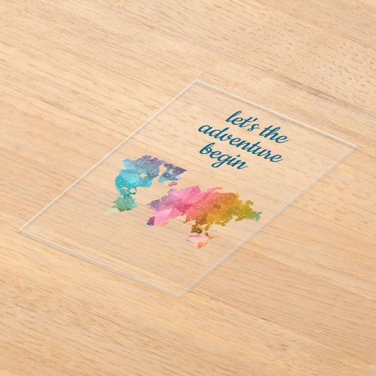 冒険から幾何学世界マップを開始しよう アクリル招待状 (レイダウン)