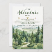 冒険から森の男の子ベイビーシャワーを始める 招待状 (正面)
