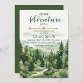 冒険から森の男の子ベイビーシャワーを始める 招待状 (正面/裏面)