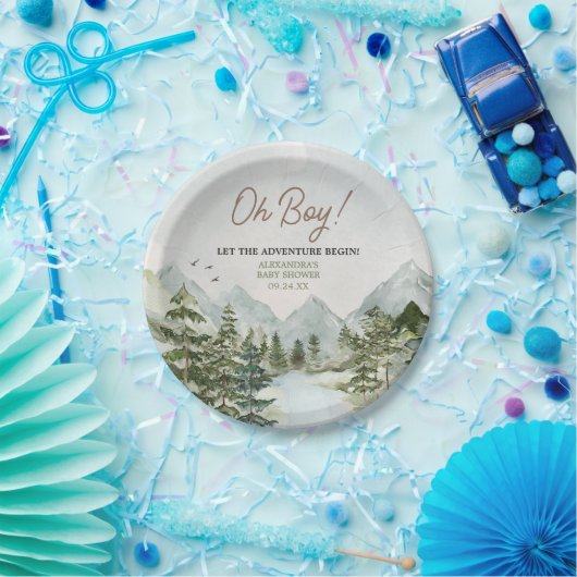 冒険から森の赤ちゃんシャワーを始める ペーパープレート (パーティー)
