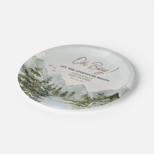 冒険から森の赤ちゃんシャワーを始める ペーパープレート (アングル)