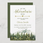 冒険から森の赤ちゃんシャワーを始める 招待状 (正面/裏面)